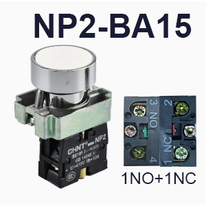 NP2-BA15-Push button-White-1NO+1NC-CHINT ELECTRIC