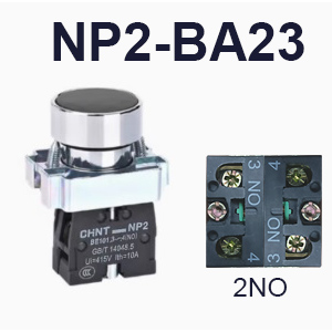 NP2-BA23-Push button-Black-2NO-CHINT ELECTRIC