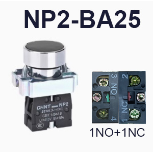 NP2-BA25-Push button-Black-1NO+1NC-CHINT ELECTRIC