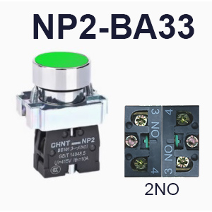 NP2-BA33-Push button-Green-2NO-CHINT ELECTRIC
