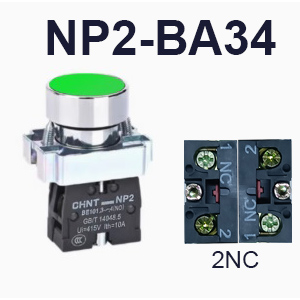 NP2-BA34-Push button-Green-2NO-CHINT ELECTRIC