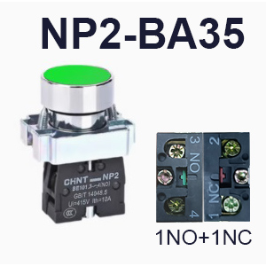 NP2-BA35-Push button-Green-1NO+1NC-CHINT ELECTRIC