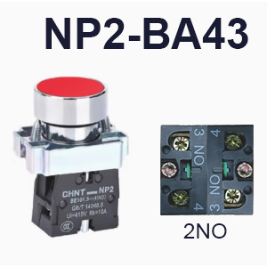 NP2-BA43-Push button-Red-2NO-CHINT ELECTRIC