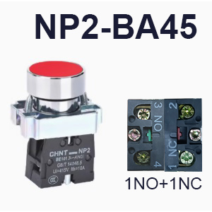 NP2-BA45-Push button-Red-1NO+1NC-CHINT ELECTRIC