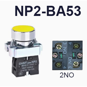 NP2-BA53-Push button-Yellow-2NO-CHINT ELECTRIC
